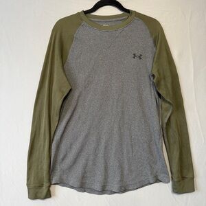 Under Armour Mens Waffle Crew Neck Long Sleeve Shirt Size Medium Loose Fit Grey